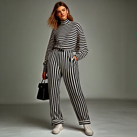 White and Black Striped Pants