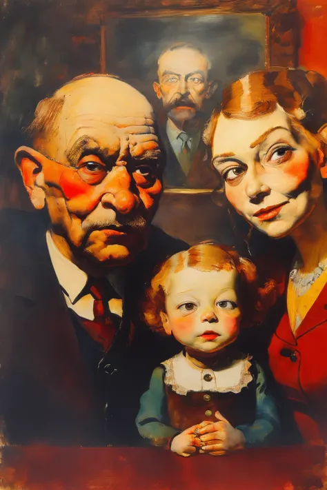 masterpiece,best quality,<lora:tbh400-:0.8>,style of George Grosz, portrait of family