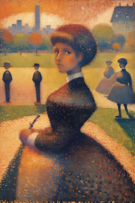 masterpiece,best quality,<lora:tbh403-:0.8>,style of Georges Seurat portrait of Housework robots