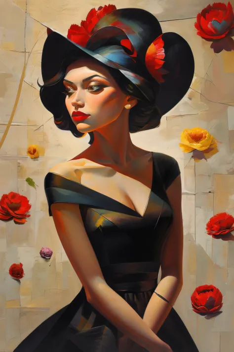 masterpiece,best quality,<lora:tbh401-:0.8>,style of Georgy Kurasov decaying peonies