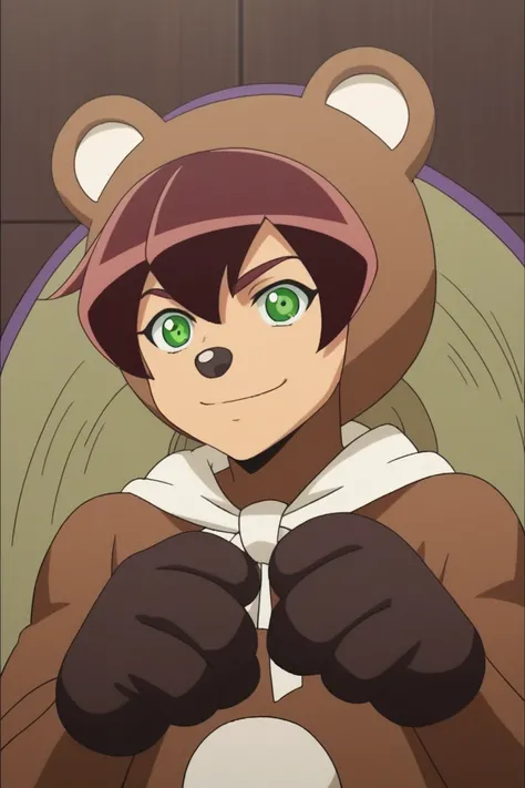 score_9, score_8_up, score_7_up, score_6_up, masterpiece, best quality, amazing quality, best aesthetic, absurdres, intricate details, male focus,
tokio, brown hair, green eyes, male focus, animal costume, 1boy, solo, smile, looking at viewer, hat, parody,...