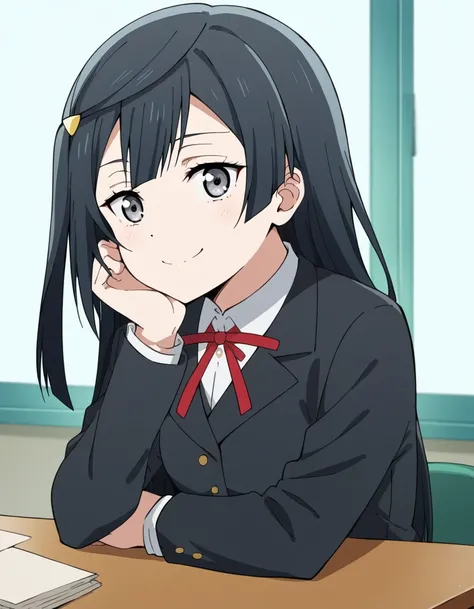 score_9, score_8_up, score_7_up, source_anime, <lora:setsuna-yuuki-s2-ponyxl-lora-nochekaiser:1>, setsuna yuuki, yuuki setsuna (love live!), long hair, bangs, black hair, sidelocks, grey eyes, one side up, hair ornament,, skirt, long sleeves, school unifor...