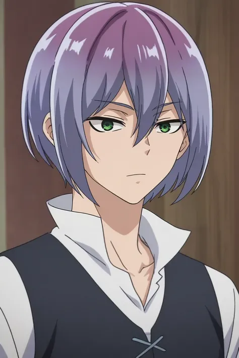 score_9, score_8_up, score_7_up, , rating_safe, , anime screencap, , , , , 1boy, solo, male focus, <lora:clen_kamikatsu_pony:0.8>, clen_kamikatsu, purple hair, green eyes, short hair, bangs, hair between eyes, , , <lora:sdxl_lightning_8step_lora:1>