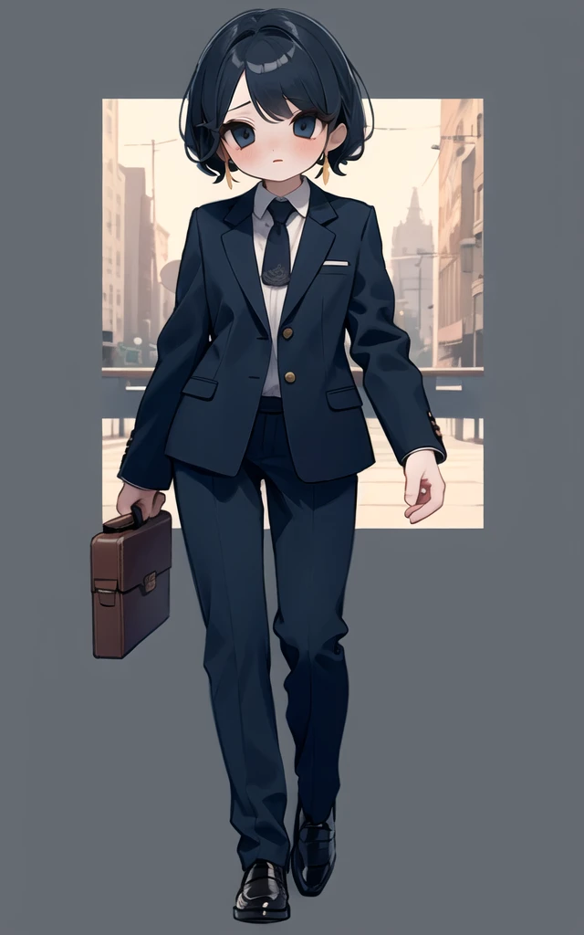 masterpiece, best quality, full body, 1girl, blazer, dress pants, loafers, briefcase <lora:Uee_M__Style:1>