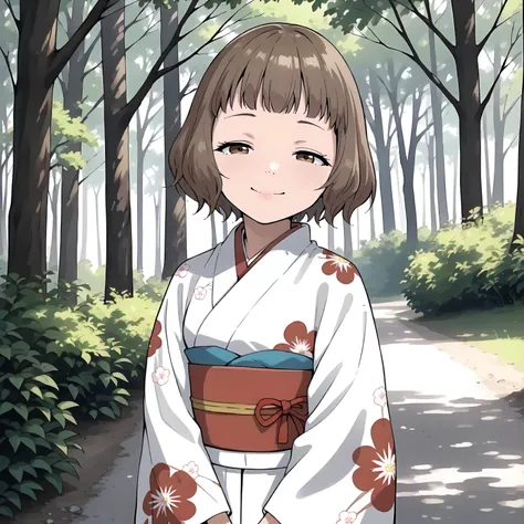 <lora:MMNN_YukiHimemiyaXLpony001>,
outdoors,nature,
solo,
half-closed eyes,smile,
YukiHimemiya,1girl,brown hair,bob_cut,brown eyes,
standing,
print_kimono,