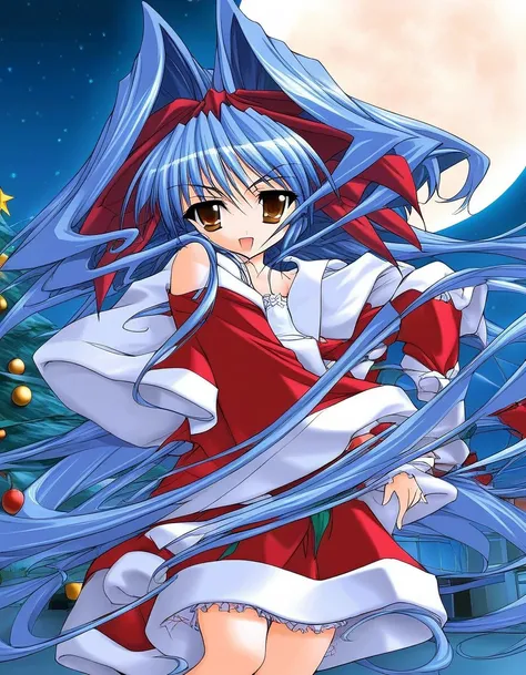 score_9, score_8_up, score_7_up, source_anime, rating_explicit, BREAK  <lora:Shion_mahjong_XL:1> Shion_mahjong, very long hair, blue hair, hair bow, hair intakes, brown eyes, flat chest, short stack,
Christmas, SantaClaus,  night, starry sky,  full moon,
l...