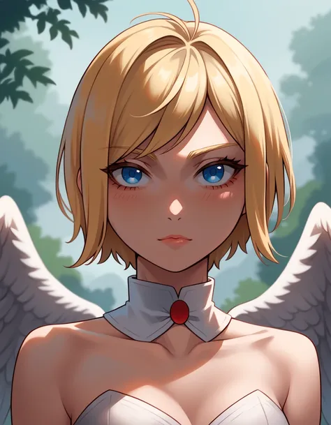 score_9, score_8_up, score_7_up, score_6_up, <lora:mf_ghost-PONY:1>, 1girl, solo, short blonde hair, blue eyes, white feathered wings, source_anime,