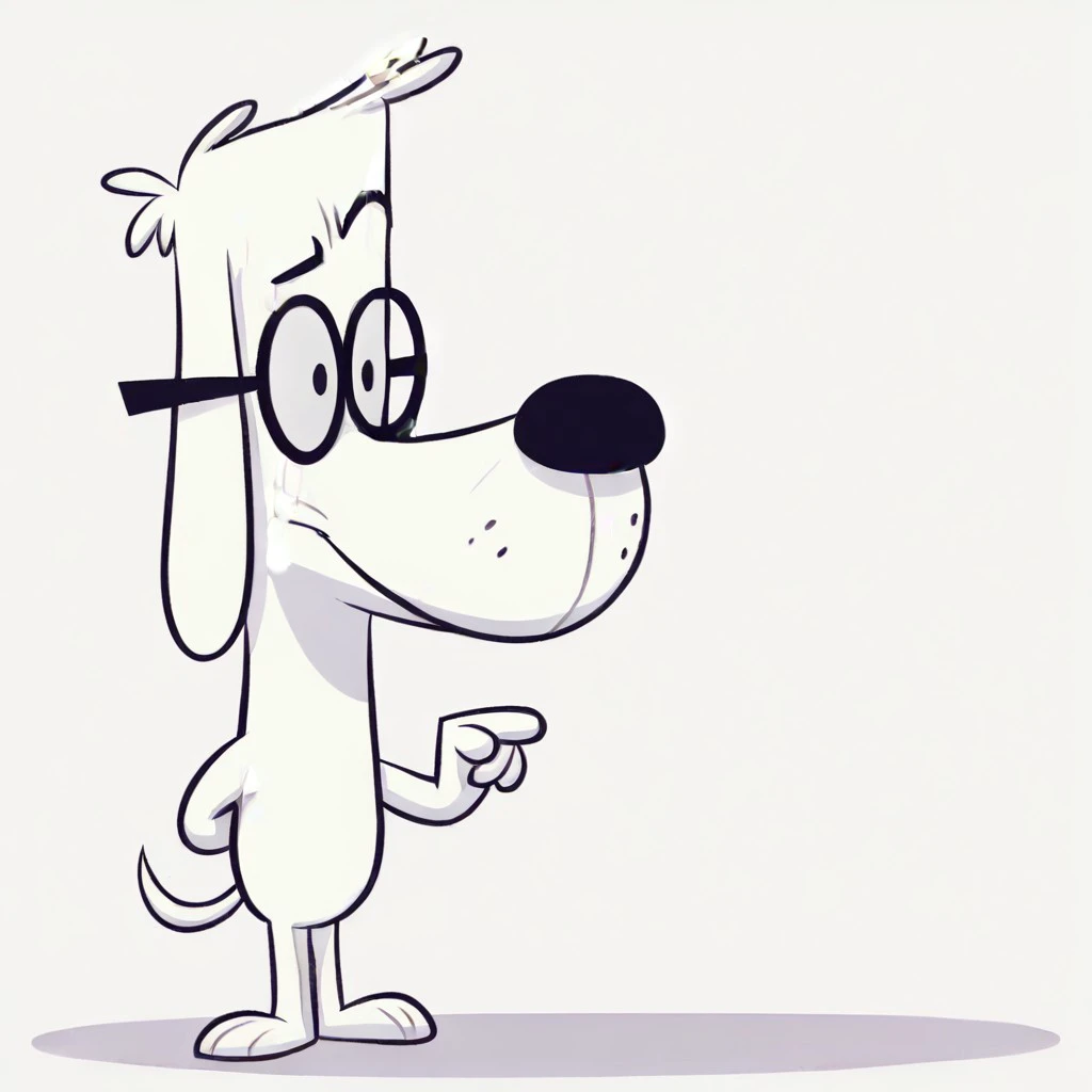 Mr Peabody, small dog snout, tall body, small head