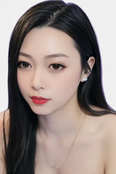 (masterpiece, top quality, best quality, (close-up photograph: 2), ((1girl)), korean, fair skin, (extremely detailed face), ((looking at viewer)), ((((ultra-detailed eyes and pupils)))),((((ultra-detailed lips)))) cheekbone, plump cheeks, ((bare pectorals)...