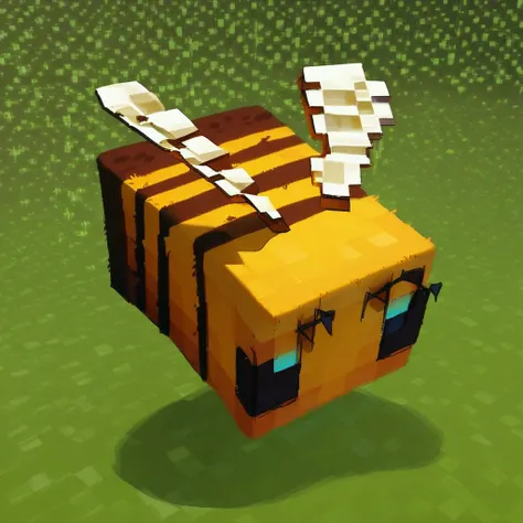 score_9_up, score_8_up, score_7_up, source_furry, Bee, Minecraft bee, pixel style, square Bee