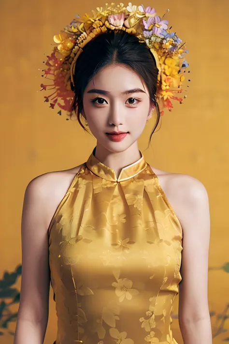 1 girl, smile, xunpu, chinese clothes, yellow dress, flower print, hair flower|blue, lake, floral , ((floral background))<lora:Xunpu_V6:0.8>
8k,,sexy,(realistic:1.1), (photorealistic:1.1), (masterpiece:1.1), (best quality:1.1), RAW photo, highres, ultra de...