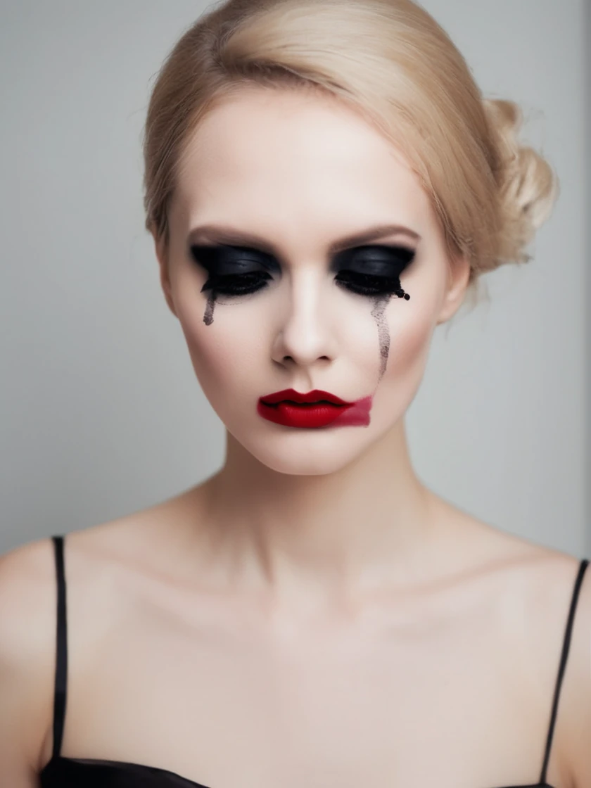 elegant woman in a dress, (smearedmakeup), face, make-up, black eyeshadow, red lipstick,
<lora:Smeared-Makeup-SDXL-000008:1>