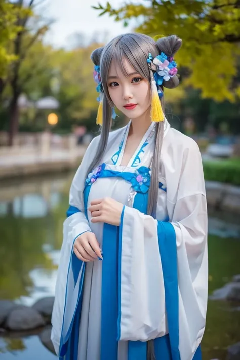 ltra-detailed,highly detailed,best quality,masterpiece,illustration, drawing, realistic, photorealistic,
luotianyi, huachenyuexi, 1girl, solo, 
hanfu, chinese clothes, long sleeves, wide sleeves, sleeves past wrists, 
ribbon, shawl, jewelry, tassel, see-th...