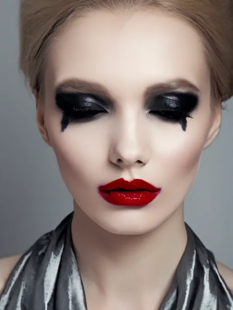 elegant woman in a dress, (smearedmakeup), face, make-up, black eyeshadow, red lipstick,
<lora:Smeared-Makeup-SDXL-000008:1>