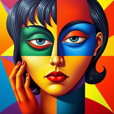 (kurasov:1.3) style color  illustration, abstract geometric art, intersecting lines, cubism, vibrant colors, grotesque proportions, 
portrait of  Cyclops , 
contorted pose, 
 <lora:Kurasov_Style:0.9>