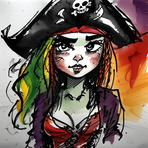 corcoc4s pirate girl,  very detailed, colorful <lora:corcoc4s:1>