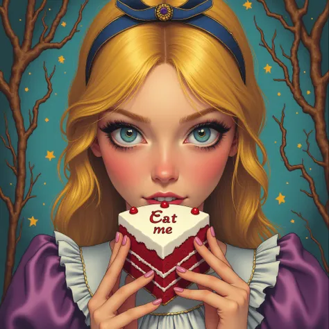 ArsMJStyle, Wonderland, Alice eating a  piece of cake with "Eat me" written on it