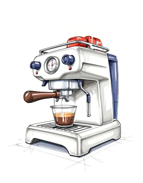 MarkSketDra style, a colored marker design sketch of a espresso machine