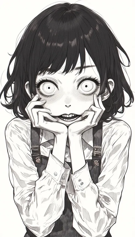 a drawing of a person with a weird face,junji ito draw,lyh,anime
