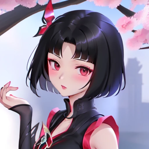 <lora:Zhuxin_mobile_legends_DoRA:1>, Zhuxin, Zhuxin_clothes, black hair, short hair, hair ornament