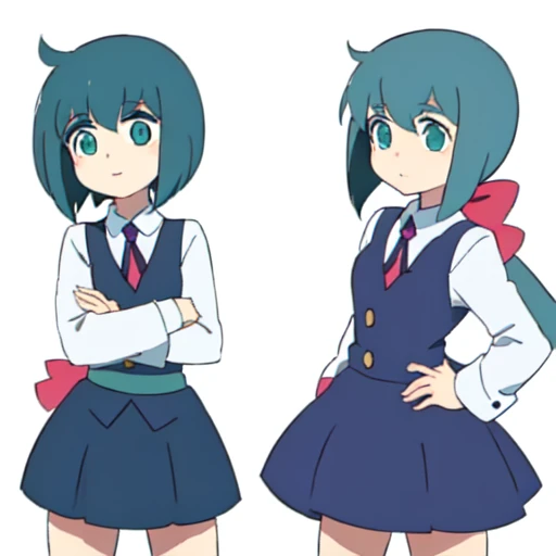 <lora:Constanze_lwa_DoRA:0.7> constanze, luna nova school uniform, ponytail, teal eyes, short hair