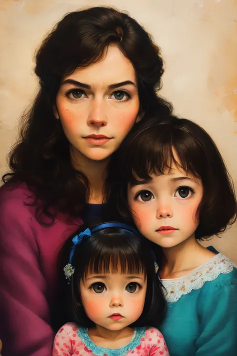 masterpiece,best quality,<lora:tbh420-:0.8>,illustration,style of Tracy Scott portrait of family