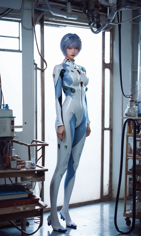 score_9,score_8_up,score_7_up,
komoshuai,1girl,solo,detailed face,red eyes,blue hair,ayanami rei,
lab,factory,full body,body suit,eva,
best quality,realistic,detailed background,
<lora:komoshuai_pony_1_epoch_10:0.85>,