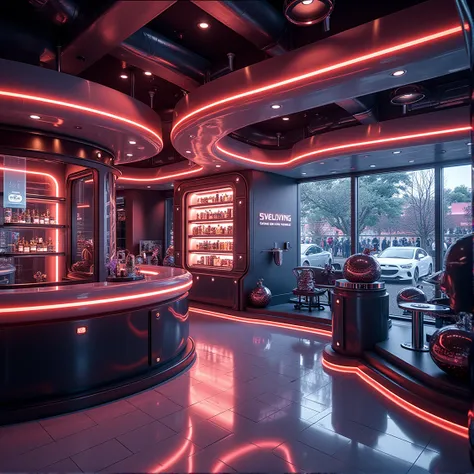 cyberstoremall,a tiny high-tech cafe interior