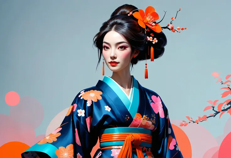 vibrant concept art of a woman in kimono,  <lora:SDXL_ChaosFeelConcept_Lora_v1:0.8>