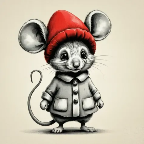 A monochrome country mouse wearing a red bonnet. Cartoon style.

<lora:FilmGrain02-00_CE_SDXL_128OT:0.7> flmgrnCE