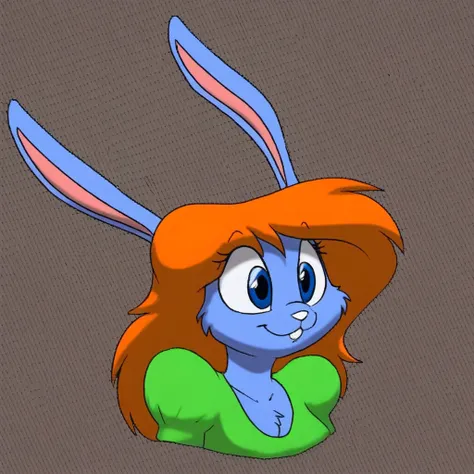 score_9, score_8_up, score_7_up, score_6_up, score_5_up, score_4_up, retro artstyle, BREAK,EvaEarlongPXL,rabbit girl,long orange hair,long hair,blue fur,blue eyes,blue skin,green dress,animal nose,animal ears,rabbit ears
<lora:evaearlong-v1:0.9>