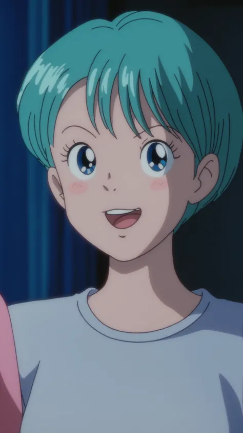 Analog style, vhs style, Dvd screengrab, 80s classic anime, hentai, score_9, score_8_up, score_7_up, masterpiece, best quality, Half body portrait, 1girl, realistic, teen girl, (((Bulma)) character in real life), true light, pin-up, beautiful, sexy, colour...