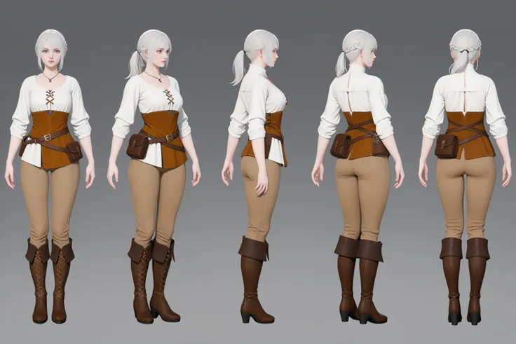 XL The Witcher 3 Turn, Multi-View, Turnaround, Model Sheet, Character Design