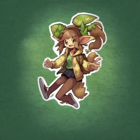 jacket, satyr, school, music, elven girl, pokemon, blur, jumping, chespin