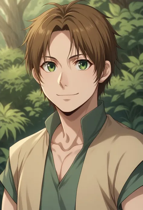 score_9, score_8_up, score_7_up, source_anime, highly detailed, 
elam, solo, 1boy, male focus, brown hair, green eyes, upper body, vest, shirt, green shirt, short sleeves, smile
outdoor,