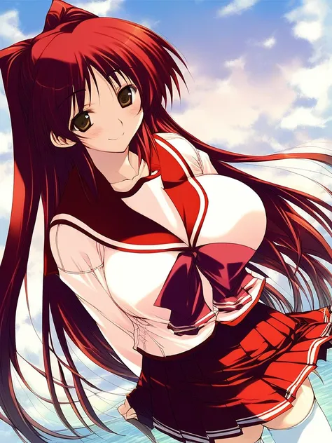 score_9, score_8_up, score_7_up, source_anime, rating_explicit, BREAK <lora:Kousaka_Tamaki_XL:1> KousakaTamaki, red hair, long hair, brown eyes, large breasts,
KousakaTamaki, 1girl, solo, school uniform, skirt, serafuku, long sleeves, pleated skirt, thig...