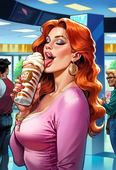 score_9, score_8_up, score_7_up,score_9, score_8_up, score_7_up,high resolution,best quality,high detail, realistic, 
a white girl with red hair is licking a big icecream, she wears a pink dress with white stockings and has pigtails in her hair. from waist...