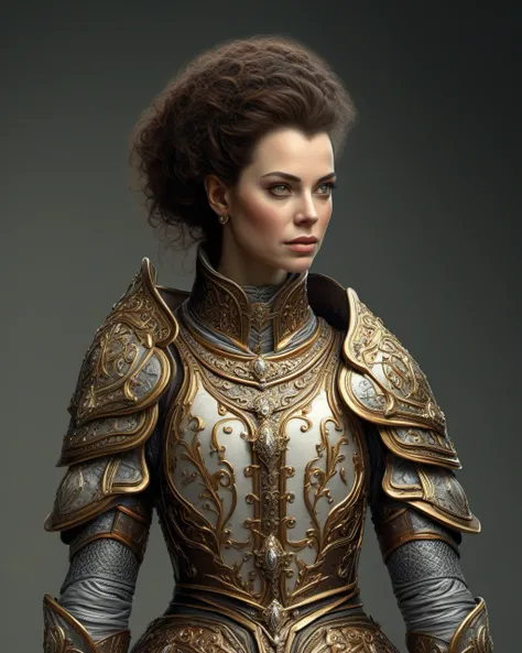 A woman in faber armor, detailed, realistic