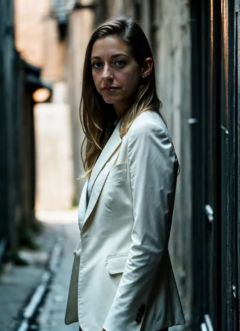 modest and intricate photo of young sks woman in an elegant business suit, natural lighting, <lora:add_detail:0.35>, 
official clothing, modest, High detail RAW color photo professional photo of a sks woman wearing professional clothing, portrait, (backlig...