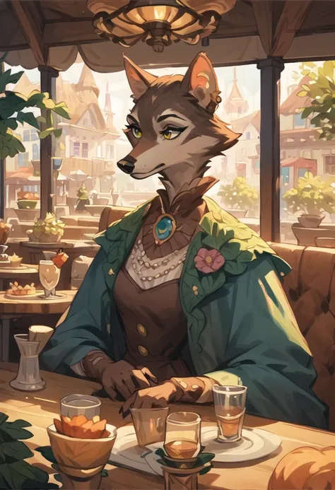 score_9,score_8_up, <lora:OtherStyle_03-3-000003:1>,source_furry,female aristocrat wolf sit at a table at a cafe,wolf,female aristocrat,solo focus,rating_safe,aristocrat,âââ