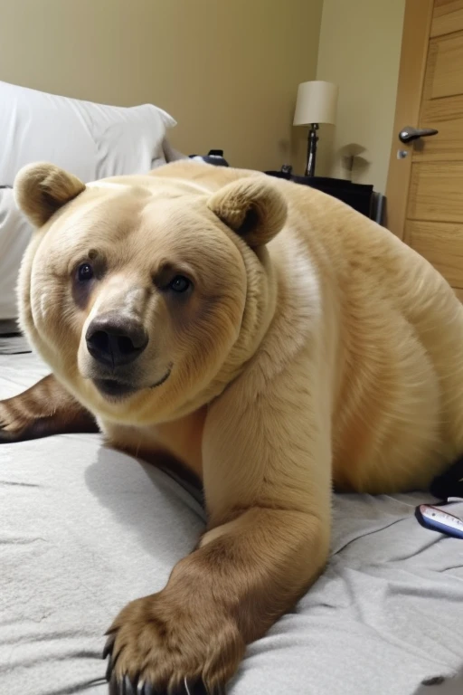 Anthropomorphic anthropomorphic bear,laying down doggy style