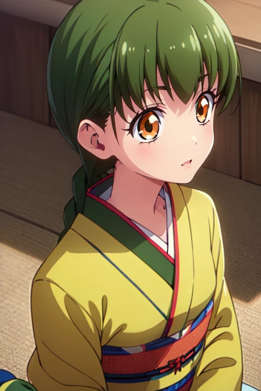 <lora:RanRanR4:0.7>, RanRanR4
best quality, masterpiece, highres, 
1girl, brown eyes, green hair, braid,
kimono