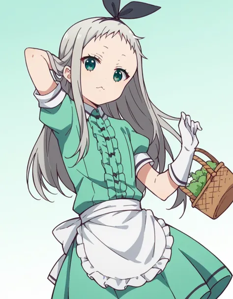 score_9, score_8_up, score_7_up, source_anime, <lora:hideri-kanzaki-s1-ponyxl-lora-nochekaiser:1>, hideri kanzaki, long hair, bow, green eyes, hair bow, grey hair, male focus, hairband, black hairband, otoko no ko, forehead,, gloves, dress, short sleeves, ...