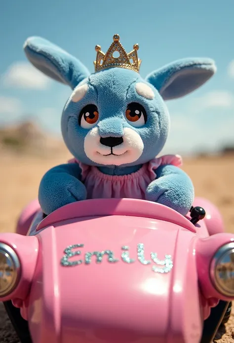 Detailed, masterpiece, professional, bold colors, awe inspiring, photography inspired by Jeremy Mann, 30mm shot, action scene, HDR, bunnyp,blue plush bunny, racing in a pink dune buggy, realistic, cinematic, dystopian, realistic skin texture, real life,, "...