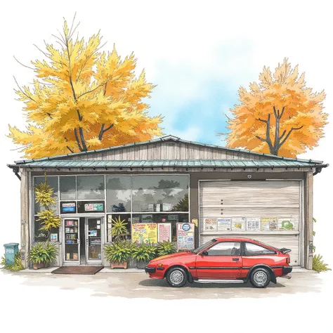 Watercolor hand drawn architecture