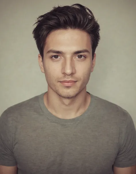 instagram photo, portrait photo of 28 y.o man, wearing t-shirt, perfect face, natural skin, film grain