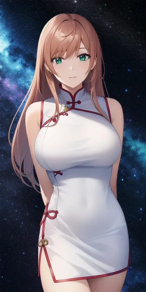 <lora:Nike_LemercierV2:0.7> nike_lemercier, huge_breasts, standing, solo, arms_behind_back, starry_sky, china_dress, masterpiece, best_quality, detailed_face, detailed_eyes, highres, beautiful, detailed, absurdres,