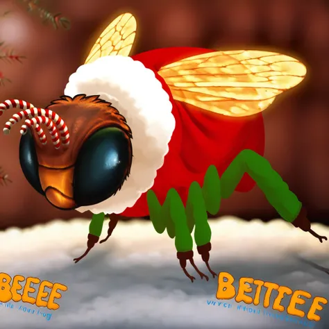 A flying bee, christmas outfit,