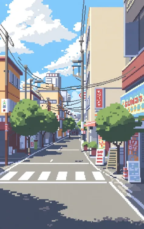 pixel art a street in tokyo