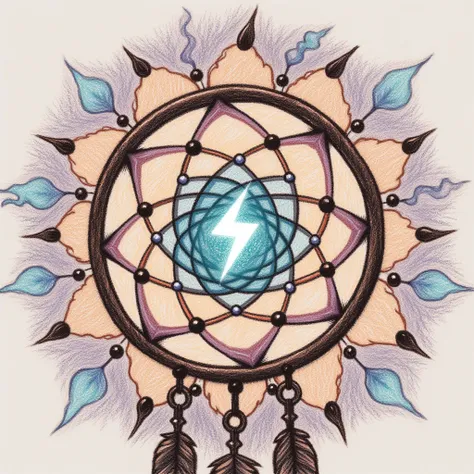 0ilpast3l, a dreamcatcher, in the center a small lightning symbol